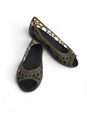 CROCS Adriana Open Toe Circular Laser Cut Jelly Ballet Flat 7